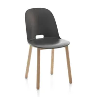 emeco - chaise alfi - gris foncé/assise polypropylène/structure frêne/lxhxp 43,2x80x50cm