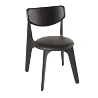 tom dixon - chaise slab tapissé - noir/siège cuir/lxhxp 50x77x53cm