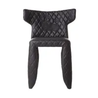 moooi - chaise monster - noir avec broderie /cuir synthétique