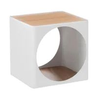 b-line - conteneur ring - blanc/bois de chêne/lxlxh 38x38x38cm/ø 34cm
