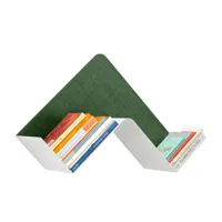 b-line - etagère murale fishbone - blanc/vert/tissu remix 2 kvadrat/45 et 90 degrés/lxpxh 68,3x25,3x45,4cm