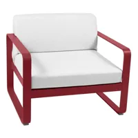 fermob - fauteuil de jardin bellevie - chili/texturé/coussin étoffe sunbrella® gris blanc/lxhxp 85x71x75cm