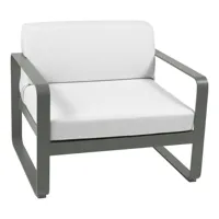 fermob - fauteuil de jardin bellevie - romarin/texturé/coussin étoffe sunbrella® gris blanc/lxhxp 85x71x75cm