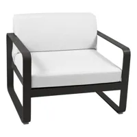 fermob - fauteuil de jardin bellevie - réglisse/texturé/coussin étoffe sunbrella® gris blanc/lxhxp 85x71x75cm