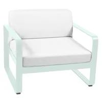 fermob - fauteuil de jardin bellevie - menthe glacier/texturé/coussin étoffe sunbrella® gris blanc/lxhxp 85x71x75cm