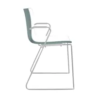 arper - catifa 46 0287 -chaise bicolore pied chromé - blanc/bleu pétrole/coque brillant/dedans mat/support métal chromé/nouvelle couleur
