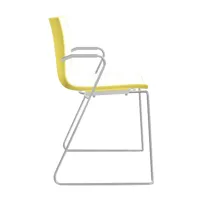 arper - catifa 46 0287 -chaise bicolore pied chromé - blanc/jaune/coque brillant/dedans mat/support métal chromé/nouvelle couleur