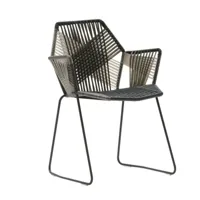 moroso - chaise avec accoudoirs tropicalia - quartz noir/ noir foncé ral9005/assise polymère/structure acier laqué/lxhxp 59x81x56cm