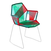 moroso - chaise avec accoudoirs tropicalia - jungle/blanc de sécurité 9003/assise polymère/structure acier laqué/lxhxp 59x81x56cm