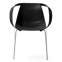 moroso - chaise de jardin avec accoudoirs impossible wood - noir ral9005/coque d'assise polypropylène/lxhxp 65x75x53cm/patins en polypropylène/structu