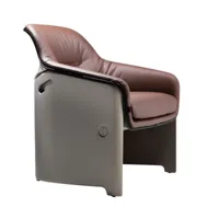 plank - avus- fauteuil - leather brown/pxhxp 73x80x73cm/structure gris mat