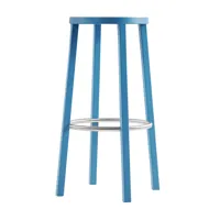plank - blocco - taburet de bar - bleu/repose pied en aluminium satiné/h: 76cm