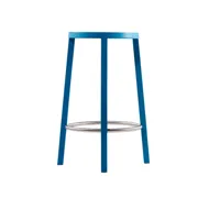 plank - blocco - taburet de bar - bleu/repose pied en aluminium satiné/h: 63cm