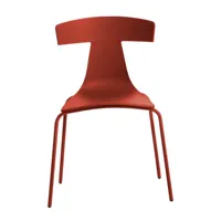 plank - chaise de jardin unicolore remo plastic - rouge corail/pxhxp 55x78x48cm/structure rouge corail revêtu par poudre