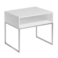 jan kurtz - table de chevet dina - blanc/laqué/lxhxp 60x52x44cm/structure argent
