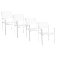 jan kurtz - ensemble de 4 fauteuils de jardin cubic - blanc/pxhxp 57x85x45cm/structure aluminium blanc