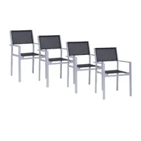 jan kurtz - ensemble de 4 fauteuils de jardin cubic - noir/pxhxp 57x85x45cm/structure aluminium argent