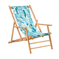 jan kurtz - bain de soleil maxx deckchair designers guild - fleur greenwich bleu/100% polyacryl/pxhxp 64x98x112cm/structure teck massif