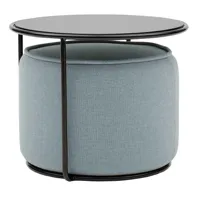 softline - tabouret avec table d'appoint tom - bleu clair/étoffe vision 442/table d'appoint acier noir/h x ø 47x58cm