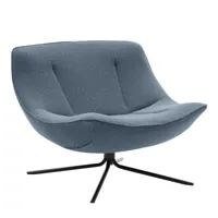 softline - fauteuil pivotant vera - bleu/kvadrat coda 2 962/structure acier laqué noir/lxhxp 96x71x85cm