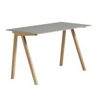 hay - bureau linoléum copenhague cph90 - gris/plateau de table linoléum/structure en chêne laqué à base d'eau/lxlxh 130x65x74cm
