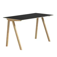hay - bureau linoléum copenhague cph90 - noir/plateau de table linoléum/structure en chêne laqué à base d'eau/lxlxh 130x65x74cm