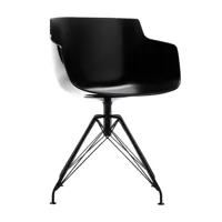 mdf italia - flow slim - fauteuil piètement lem - noir/pxhxp 65x76,4x65cm/structure laqué gris graphite mat