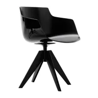 mdf italia - chaise accoudoirs flow slim quatre pieds vn acier - noir x113/polycarbonate/pxhxp 56x76,4x56cm/structure acier laqué gris graphite x054 m