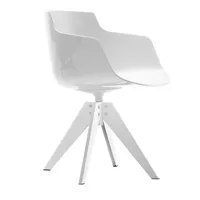 mdf italia - chaise accoudoirs flow slim quatre pieds vn acier - blanc x112/polycarbonate/pxhxp 56x76,4x56cm/structure acier laqué blanc x053 mat