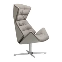thonet - fauteuil lounge 808 - gris/structure acier plat/tissu rohi soul 154 island/extérieur: cuir linea 630 acciacio