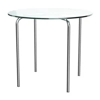 thonet - table d'appoint mr 515 - transparent/verre clair/h 60cm/ø 70cm/patins en plastique noire/structure tube d'acier chromé