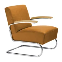 thonet - fauteuil s 411 63x79x79cm cuir - cuir nappa naturel 2617 cognac/couture 701 brun foncé/accoudoirs chêne pure materials/structure acier tubula