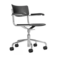 thonet - chaise de bureau s 43 fdr - noir tp 29/teinté/lxhxp 64x76-88x64cm/structure tube d'acier chromé