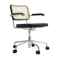 thonet - chaise de bureau s 64 spvdr - noir/tissu gabriel step 60999/lxhxp 68x77-89x68cm/structure tube d'acier chromé