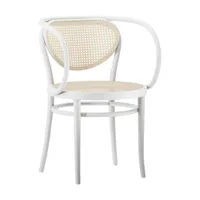 thonet - chaise avec accoudoirs 210 r avec clayonnage en ro - blanc vitré tp 200/teinté/lxhxp 54x75x57cm