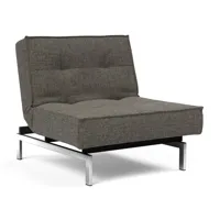 innovation - fauteuil splitback pattes chromées - gris foncé/étoffe 216 flashtex dark grey/lxhxp 90x79x89cm