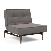 innovation - fauteuil splitback styletto bois foncé - gris/étoffe 521 mixed dance grey/structure acier noire/pieds de bois foncé