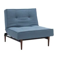 innovation - fauteuil splitback styletto bois foncé - bleu clair/étoffe 525 mixed dance light blue/structure acier noire/pieds de bois foncé