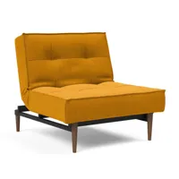 innovation - fauteuil splitback styletto bois foncé - jaune/étoffe 507 elegance burned curry/structure acier noire/pieds de bois foncé