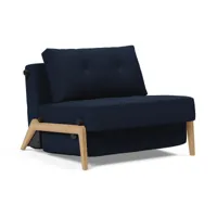 innovation - fauteuil cubed 90 chêne - bleu foncé/étoffe 528 mixed dance blue/lxhxp 98x79x98cm/structure chêne laqué