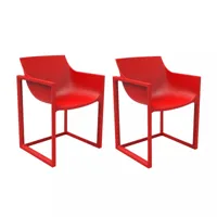 vondom - set de 2 fauteuils wall street - rouge/lxhxp 57x80x53cm/pour interieur et exterieur