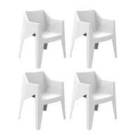 vondom - kit de 4 fauteuils voxel - blanc/opaque/lxhxp 63x80x60cm/pour interieur et exterieur