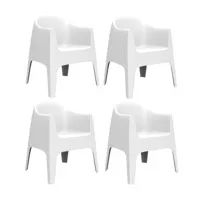 vondom - set de 4 chaise avec accoudoirs solid - blanc/hxlxp 80x65x60cm/pour interieur et exterieur