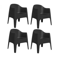 vondom - set de 4 chaise avec accoudoirs solid - noir/hxlxp 80x65x60cm/pour interieur et exterieur