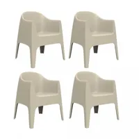 vondom - set de 4 chaise avec accoudoirs solid - ecru/hxlxp 80x65x60cm/pour interieur et exterieur