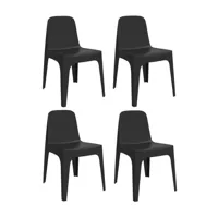 vondom - kit de 4 chaises solid - noir/lxhxp 60x80x53cm/pour interieur et exterieur