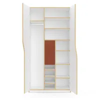 müller möbelwerkstätten - armoire attirail 3 plane - blanc/rouge cramoisi ral 303040/revêtement mélaminé 19mm/lxhxp 100x200x60cm