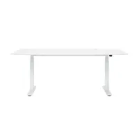 montana - table de bureau hilow 2 90x180cm - blanc comme la neige/micro stratifié/électrique réglable en hauteur 63.5-127cm/structure laqué rond blanc