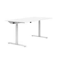 montana - table de bureau hilow 2 80x160cm - blanc comme la neige/micro stratifié/électrique réglable en hauteur 63.5-127cm/structure laqué rond alumi