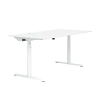 montana - table de bureau hilow 2 80x160cm - blanc comme la neige/micro stratifié/électrique réglable en hauteur 63.5-127cm/structure laqué rond blanc